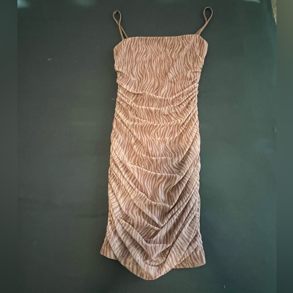 Windsor Brown Zebra Print Midi Dress